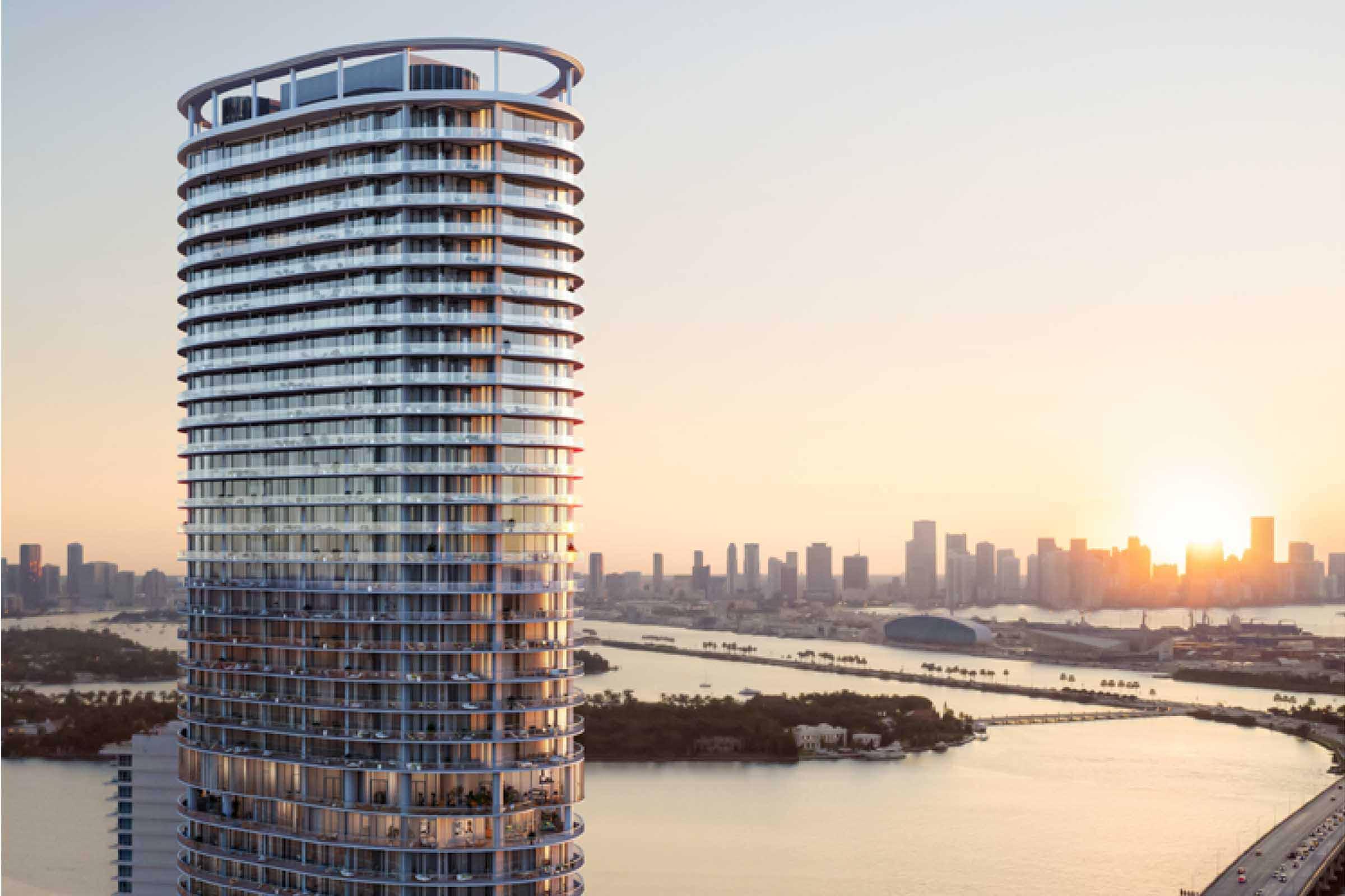 Rendering of Five Park Miami Beach Port of Miami View